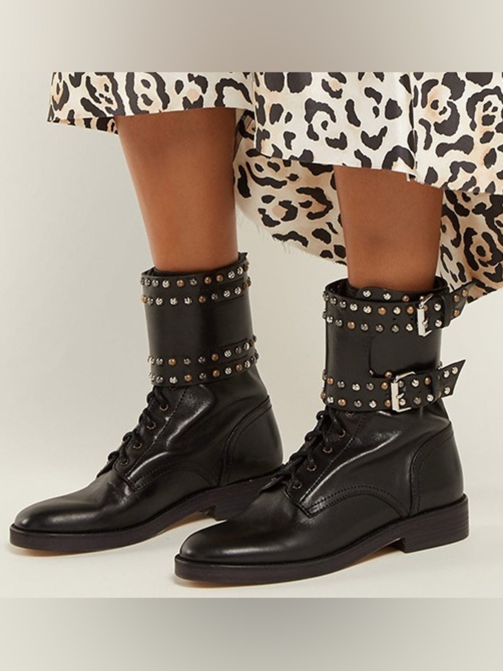 Isabel Marant Etoile Teylon Black Studded Leather Combat Boots US 9 EU 39 NIB - Picture 3 of 16